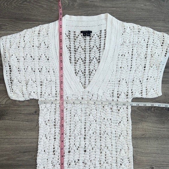 THEORY Crochet Open Knit Top Medium Unlined White Coastal Resortwear Bohemian - Picture 10 of 10